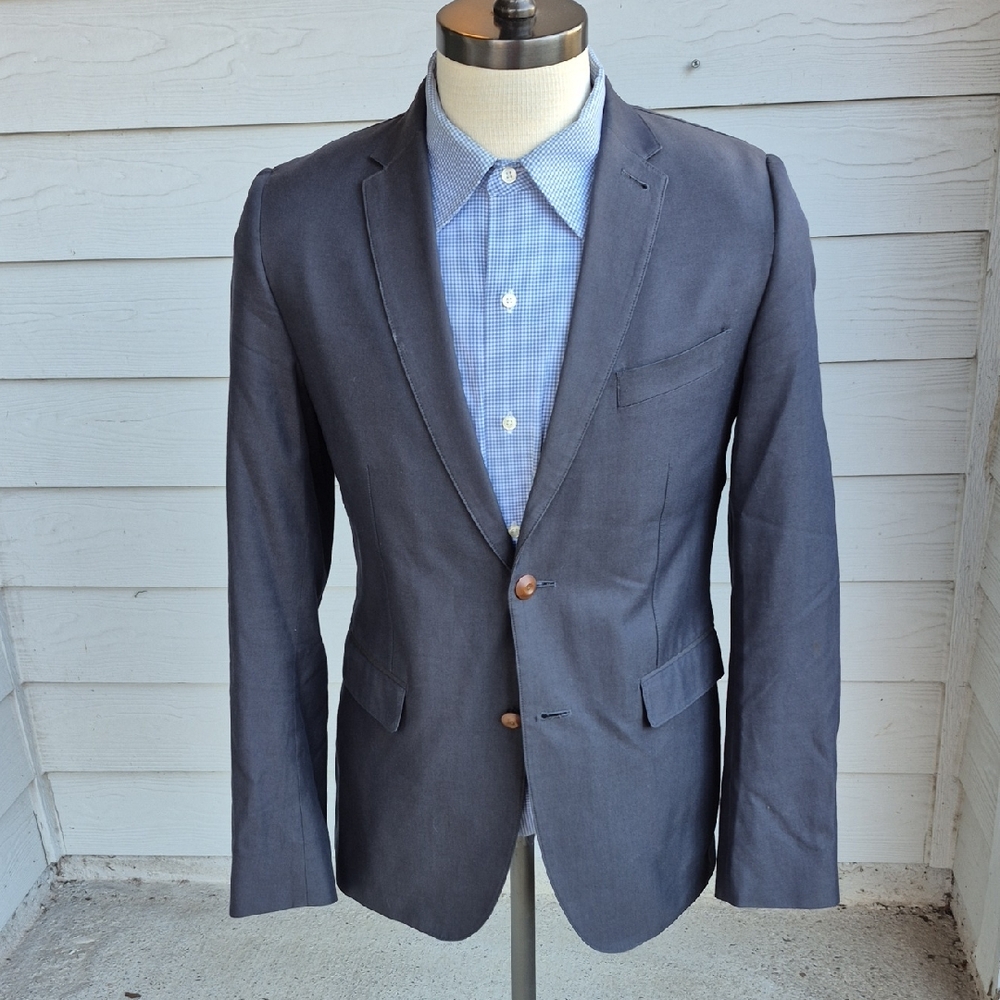 BEN SHERMAN Plectrum Grey Solid Cotton Mens Medium Sport Coat Blazer‎ Jacket